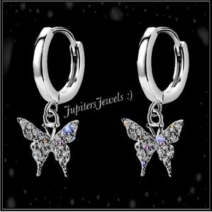 Clearance! 925 Silver Butterfly Charm Earrings